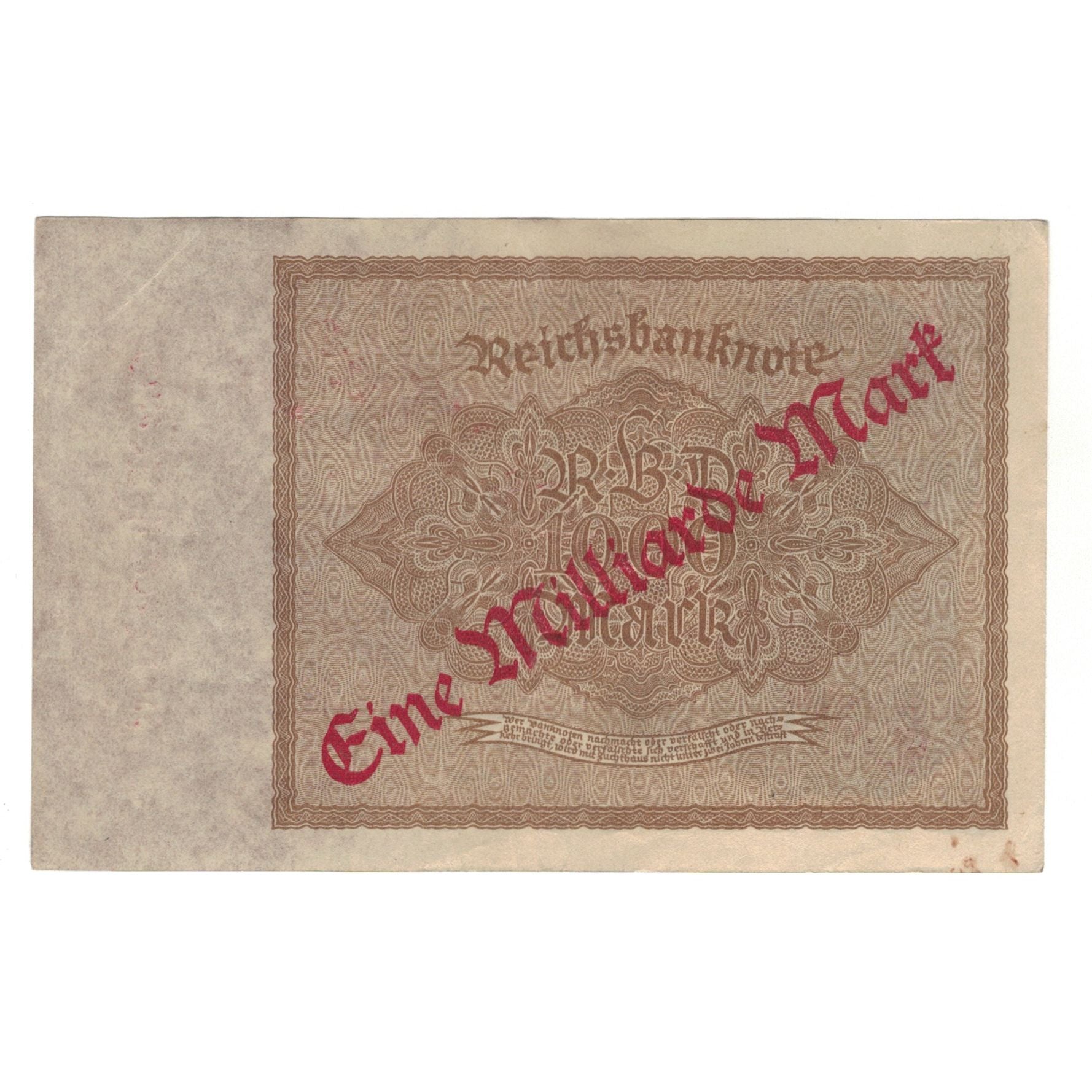 Banknote, Germany, 1 Milliarde Mark on 1000 Mark, 1922, 1922-12-15, AU(50-53)