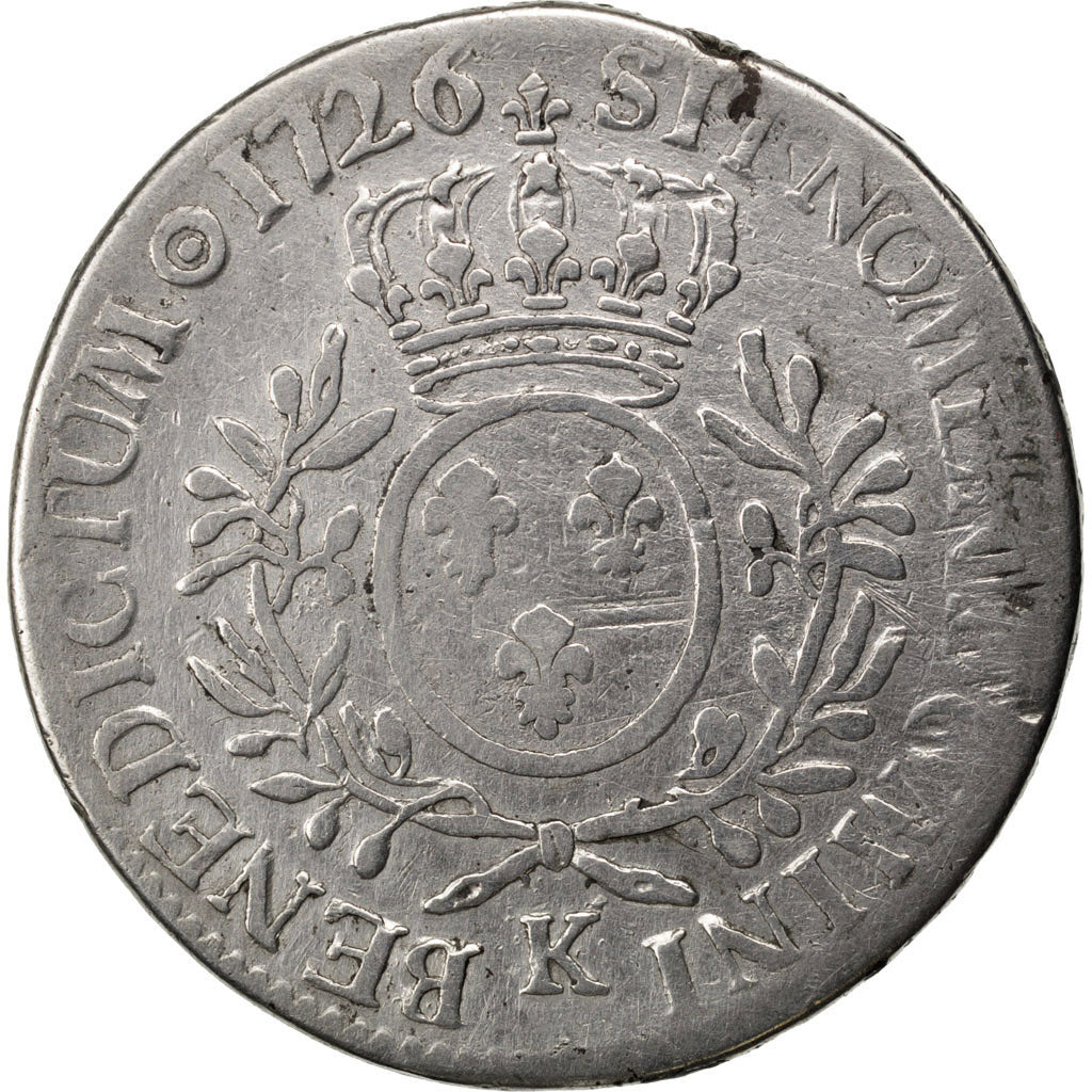 Coin, France, Louis XV, Écu aux branches d'olivier, Ecu, 1726, Bordeaux