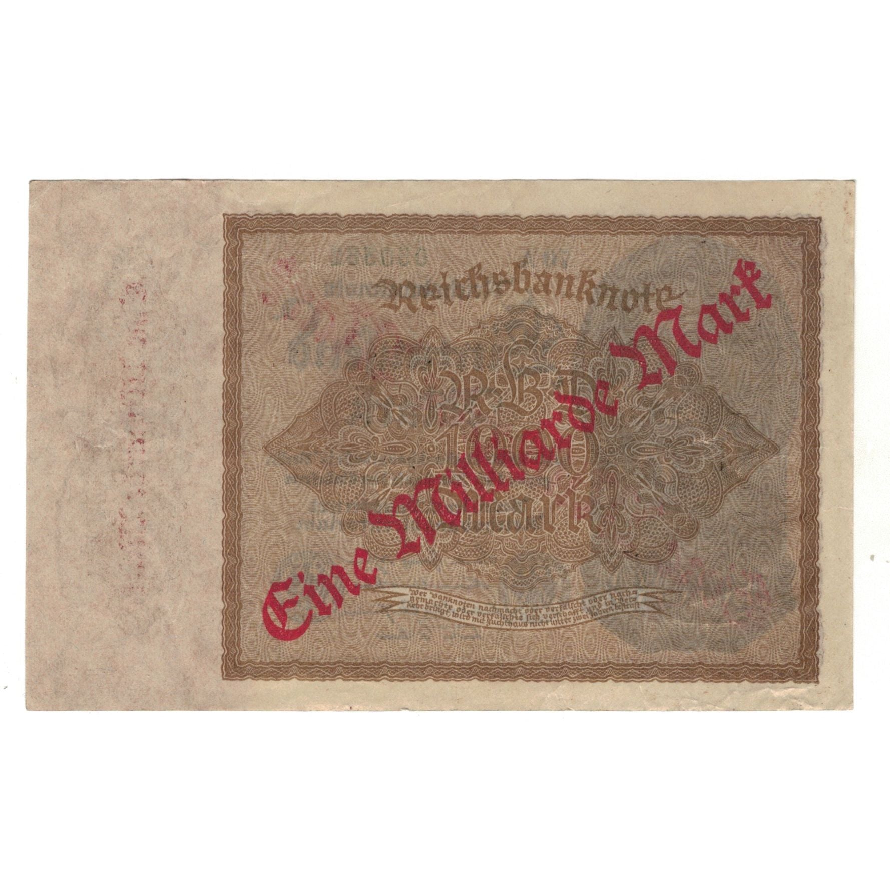 Banknote, Germany, 1 Milliarde Mark on 1000 Mark, 1922, 1922-12-15, AU(50-53)