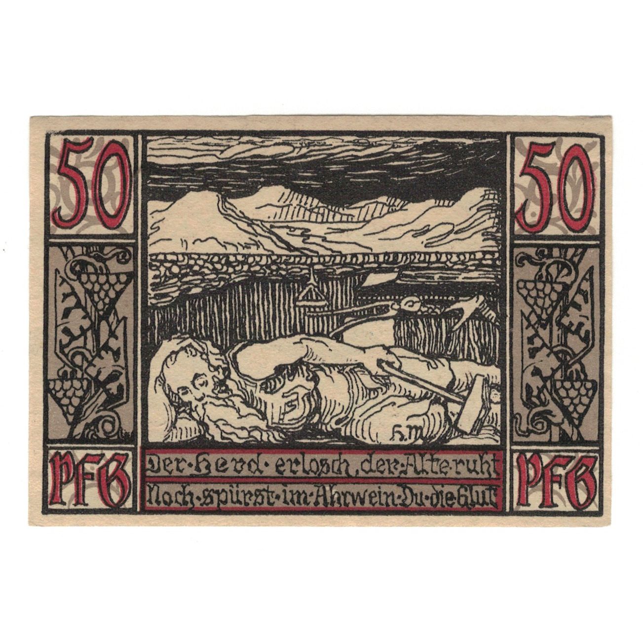 Banknot, Niemcy, Neuenahr, Bad Kurdirektion, 50 Pfennig, personnage 1, 1922