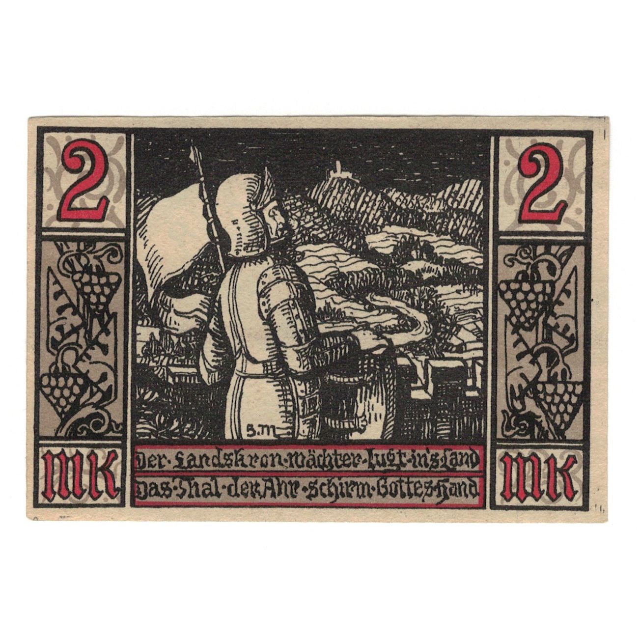 Banknote, Germany, Neuenahr, Bad Kurdirektion, 2 Mark, chevalier, 1922