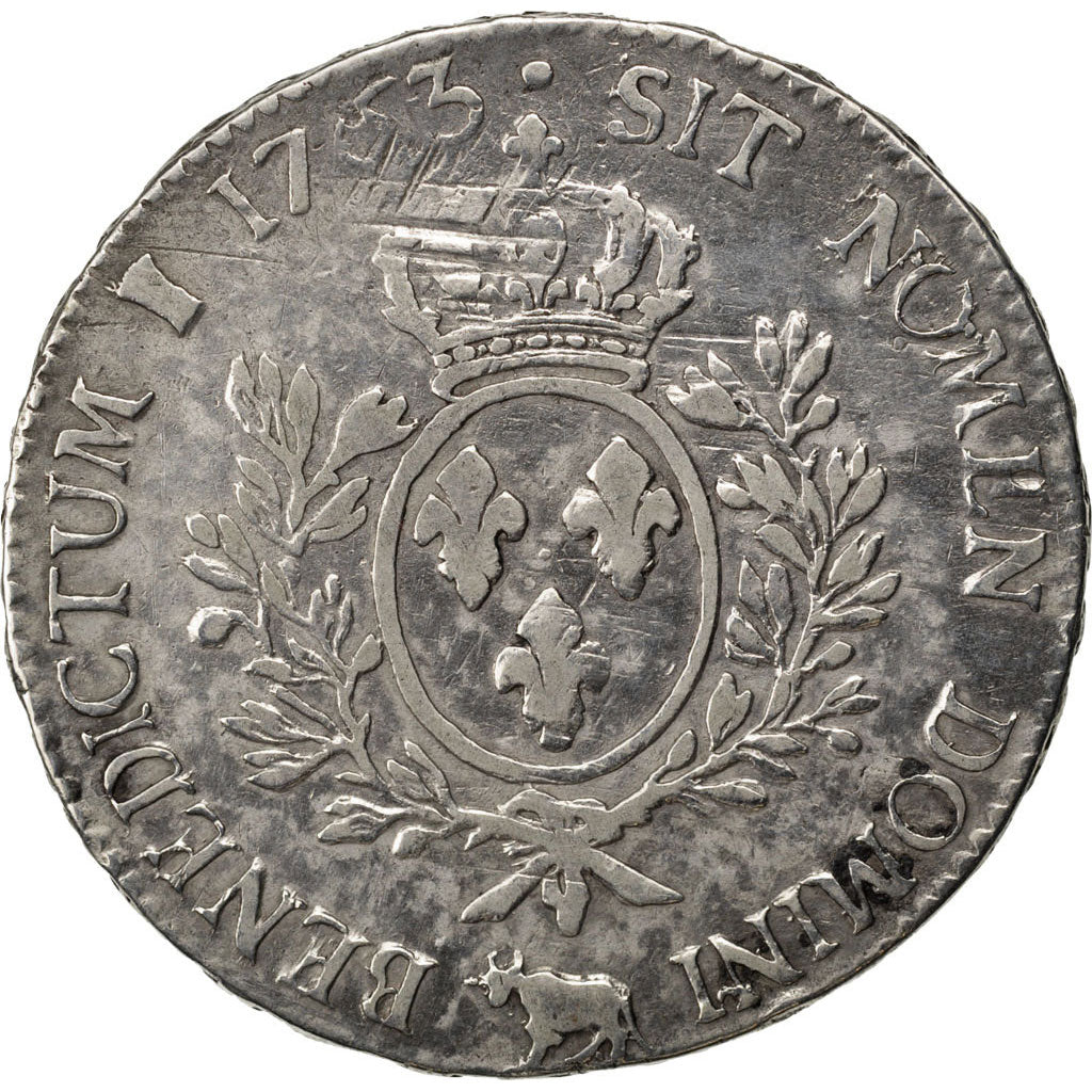 FRANCE, Écu de Béarn au bandeau, ECU, 1763, Pau, KM #518, VF(30-35), Silver, Ga.