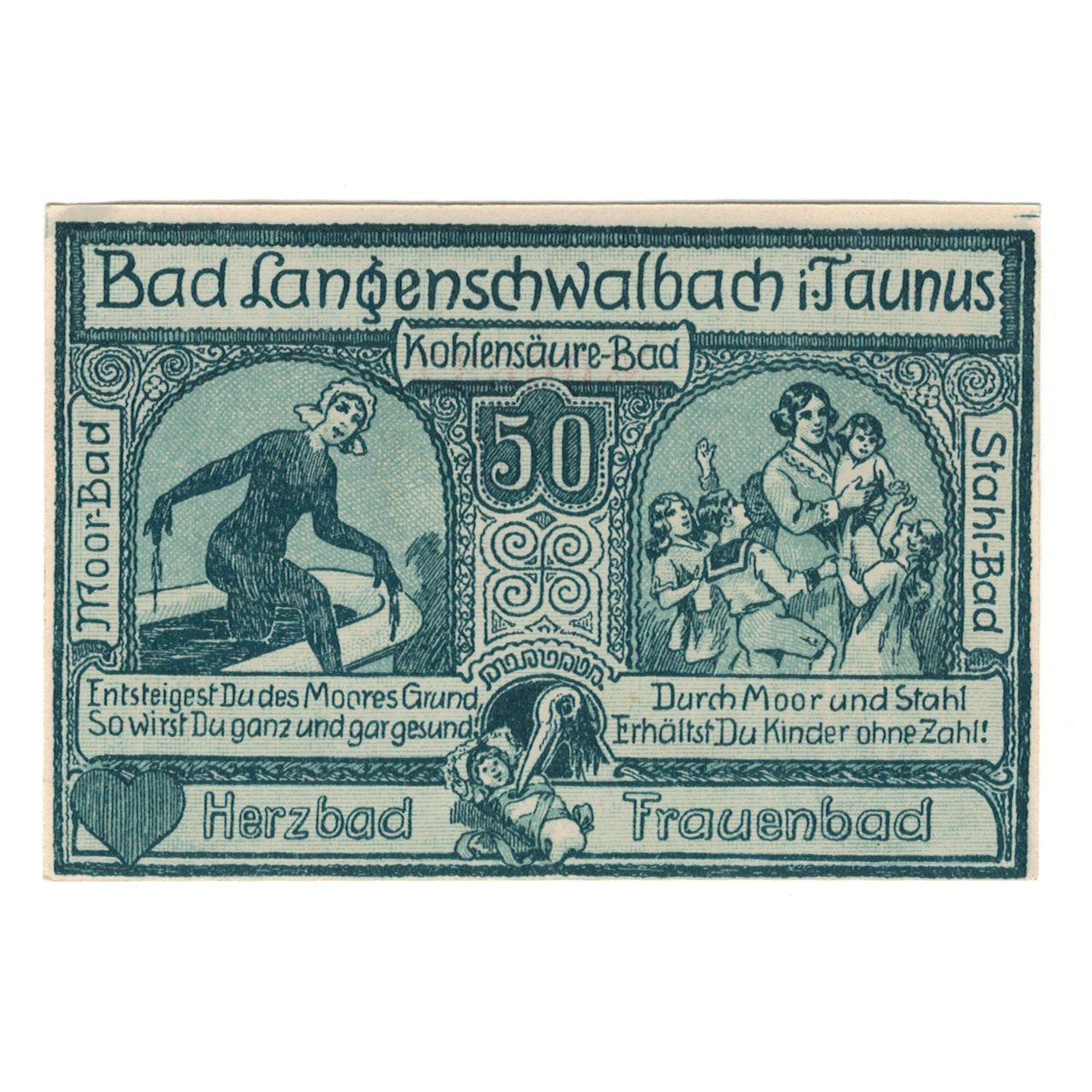 Banknote, Germany, Langenschwalbach Stadt, 50 Pfennig, personnage, 1921