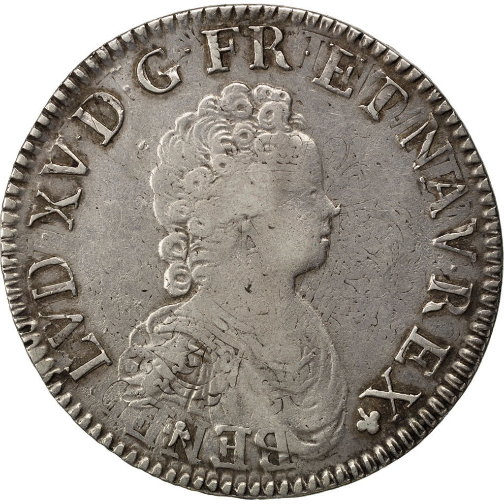 FRANCE, Écu Vertugadin, ECU, 1716, Paris, KM #414.1, VF(30-35), Silver, Gadoury