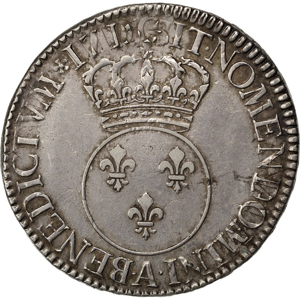 FRANCE, Écu Vertugadin, ECU, 1716, Paris, KM #414.1, VF(30-35), Silver, Gadoury
