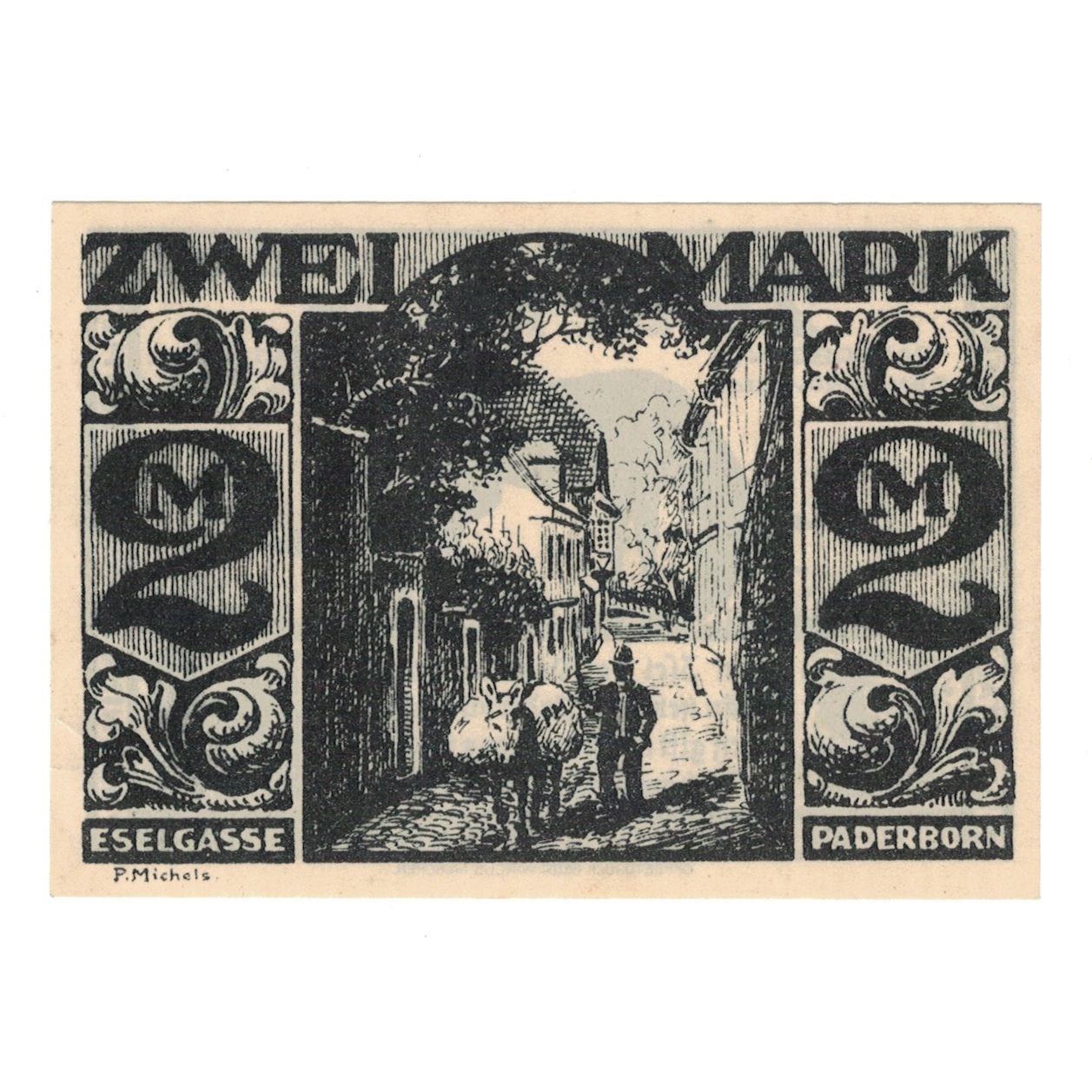 Banknote, Germany, Paderborn Stadt, 2 Mark, personnage, 1921, 1921-11-10