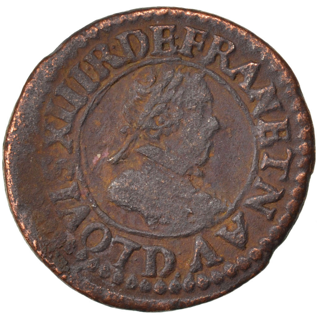 Moneta, Francja, Louis XIII, Double tournois, buste enfantin, Double Tournois