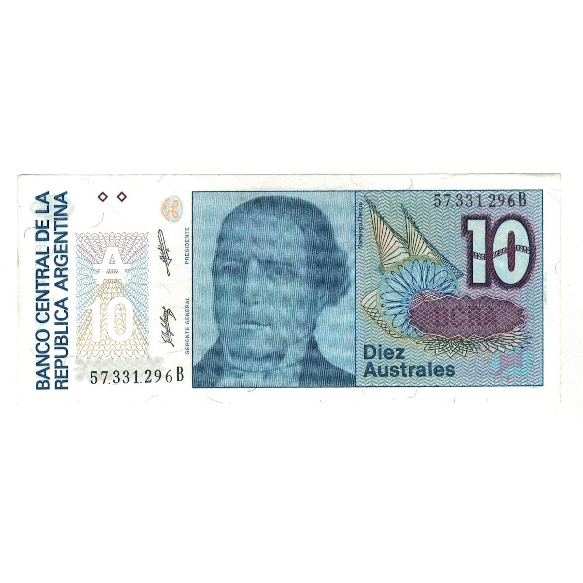 Billet, Argentine, 10 Australes, Undated (1985-89), KM:325, SUP