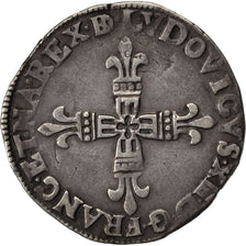 FRANCE, 1/4 Écu de Béarn, 1/4 ECU, 1612, Pau, KM #49.1, EF(40-45), Silver, Gadou
