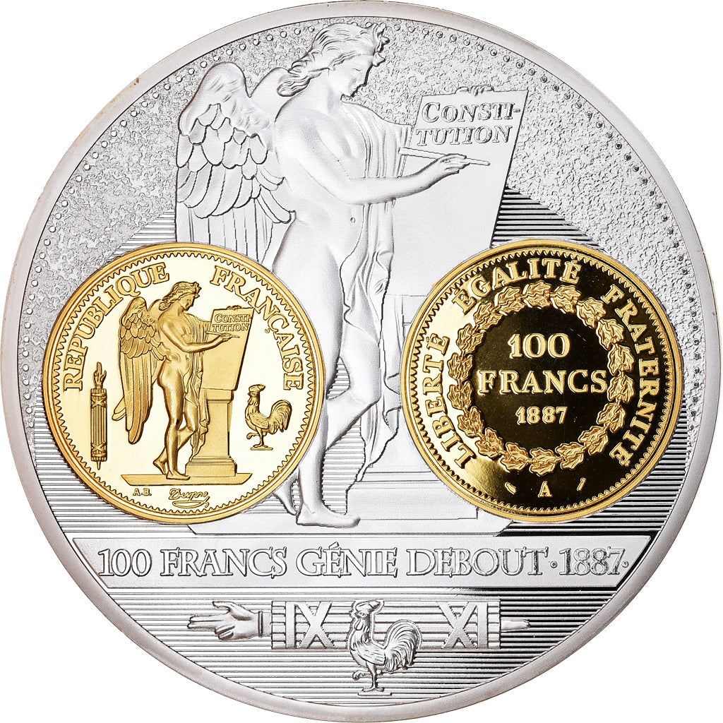 France, Médaille, Histoire Monétaire, 100 Francs Or Génie, 2013, FDC, Cuivre