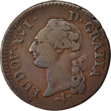 FRANCE, Sol ou sou, Sol, 1787, Lyon, KM #578.5, EF(40-45), Copper, Gadoury...