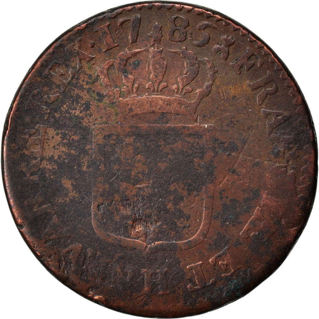 FRANCE, Sol ou sou, Sol, 1785, La Rochelle, KM #578.6, F(12-15), Copper,...