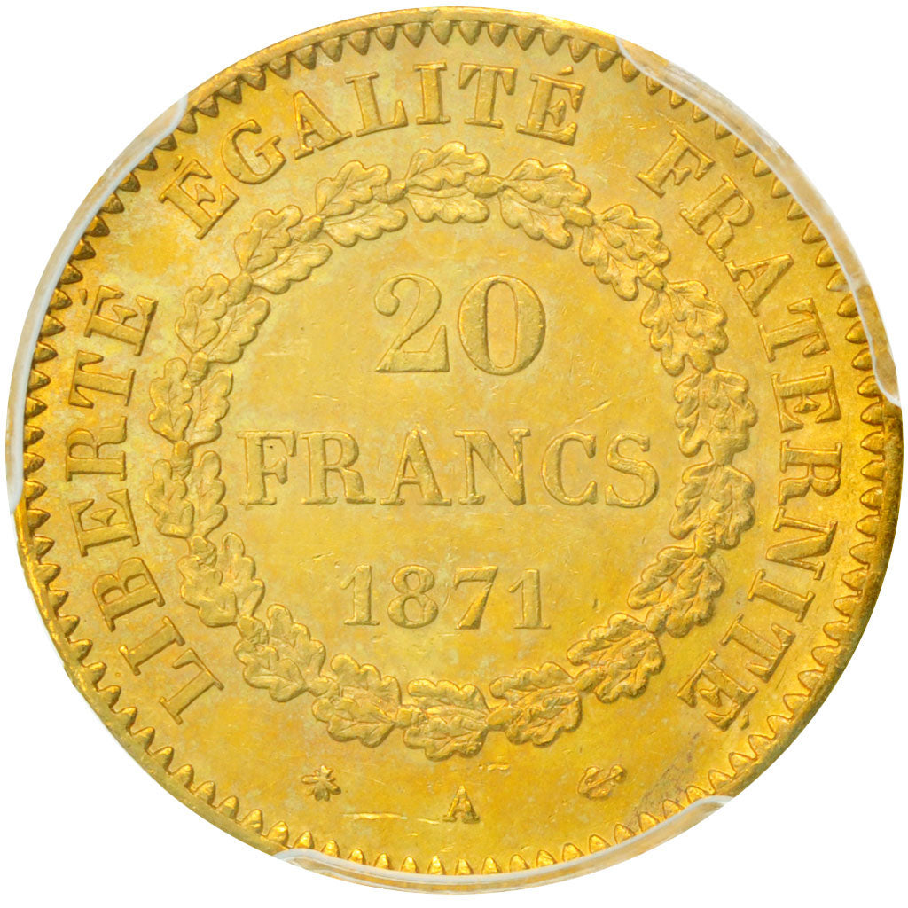 IIIème République, 20 Francs or Génie, PCGS MS62