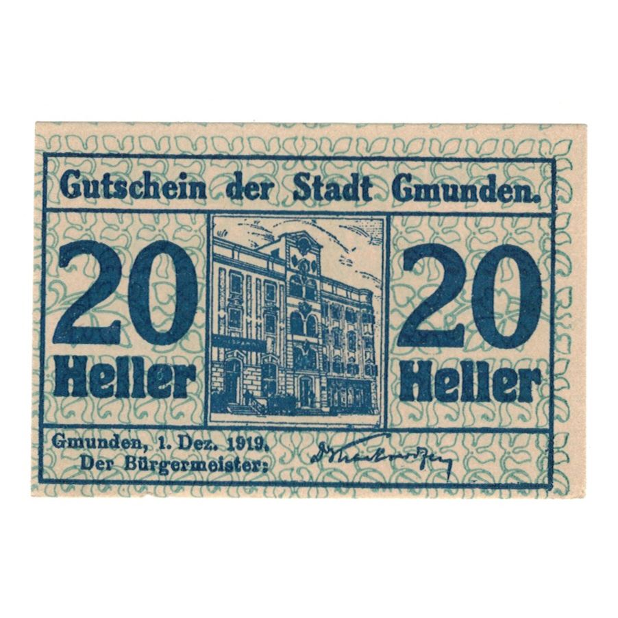 Billete, Austria, Gmunden O.Ö. Stadt, 20 Heller, texte 1, 1920, 1920-01-03