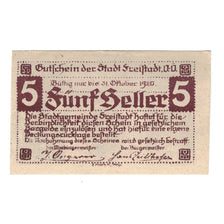 Banknote, Austria, Freistadt O.Ö. Stadtgemeinde, 5 Heller, Blason, 1920