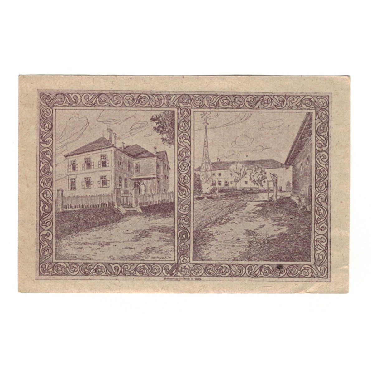 Banknote, Austria, Holzhausen O.Ö. Gemeinde, 50 Heller, Batiment, 1920