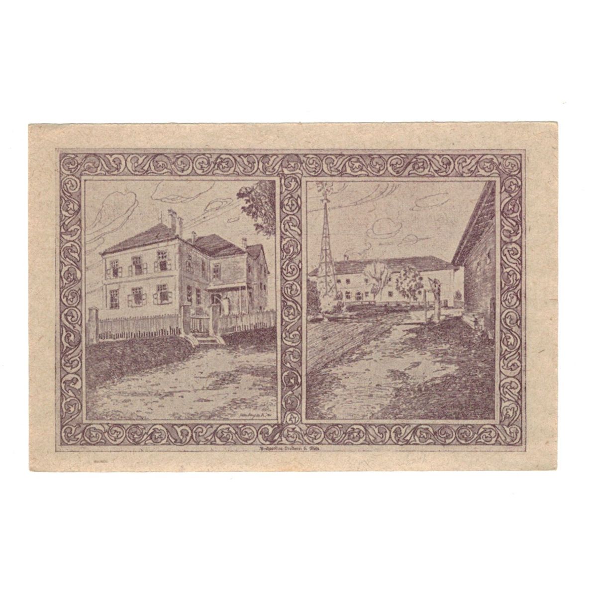 Banknote, Austria, Holzhausen O.Ö. Gemeinde, 50 Heller, batiment 1, 1920