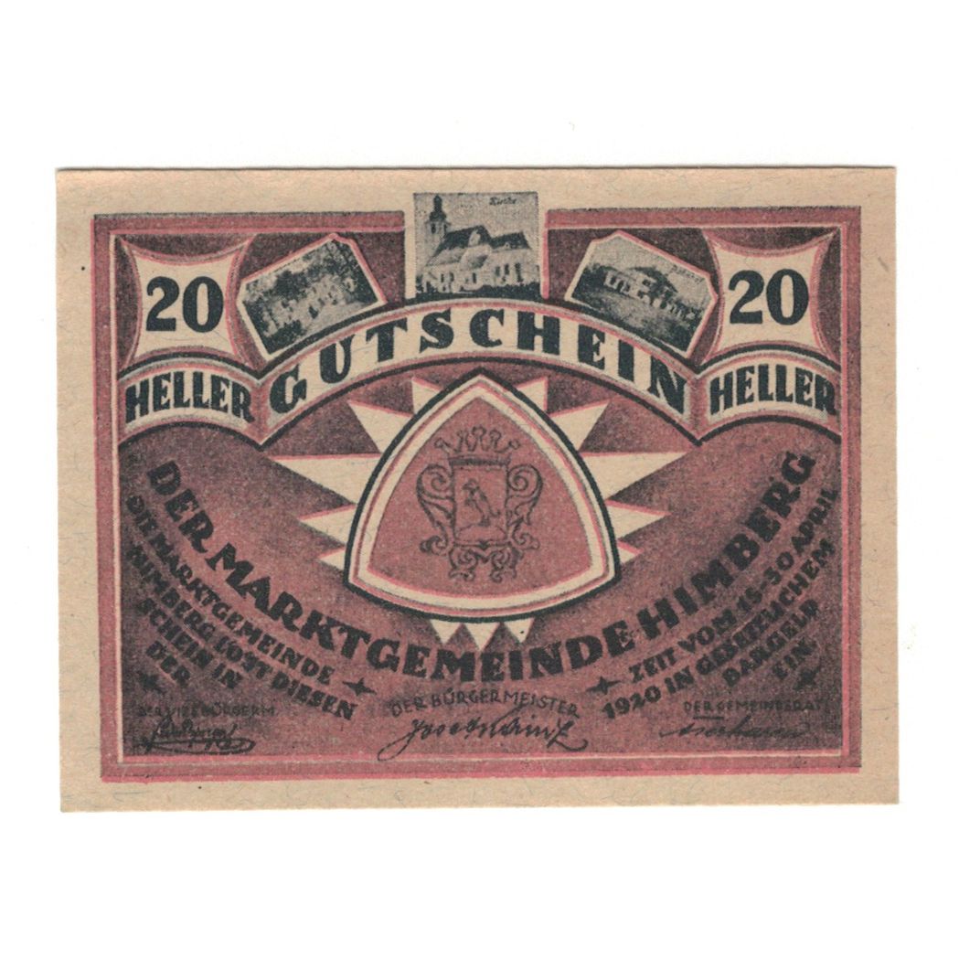 Geldschein, Österreich, Himberg N.Ö. Marktgemeinde, 20 Heller, N.D, 1920
