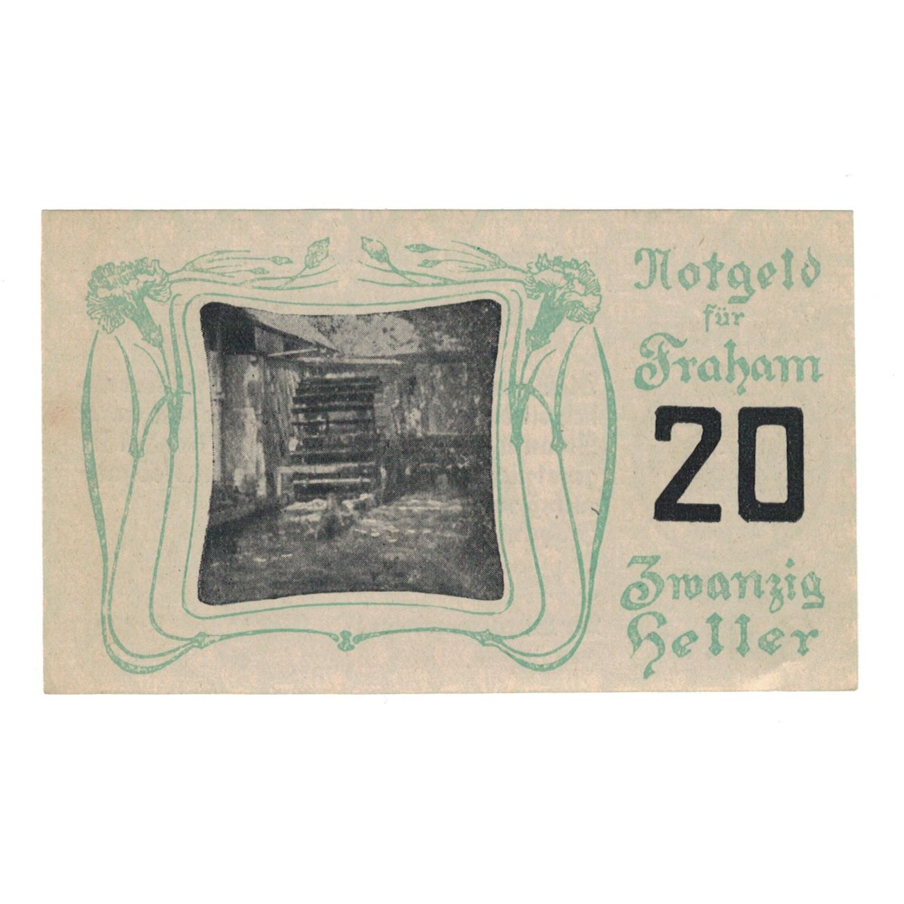 Banknote, Austria, Fraham O.Ö. Gemeinde, 20 Heller, Texte, 1920, 1920-05-15