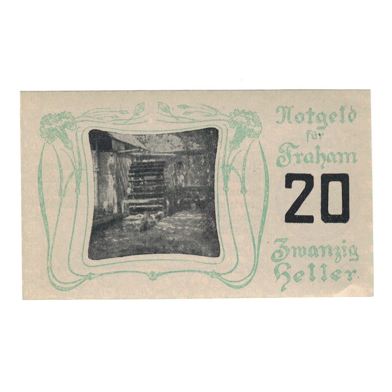 Banknote, Austria, Fraham O.Ö. Gemeinde, 20 Heller, texte 1, 1920, 1920-05-15