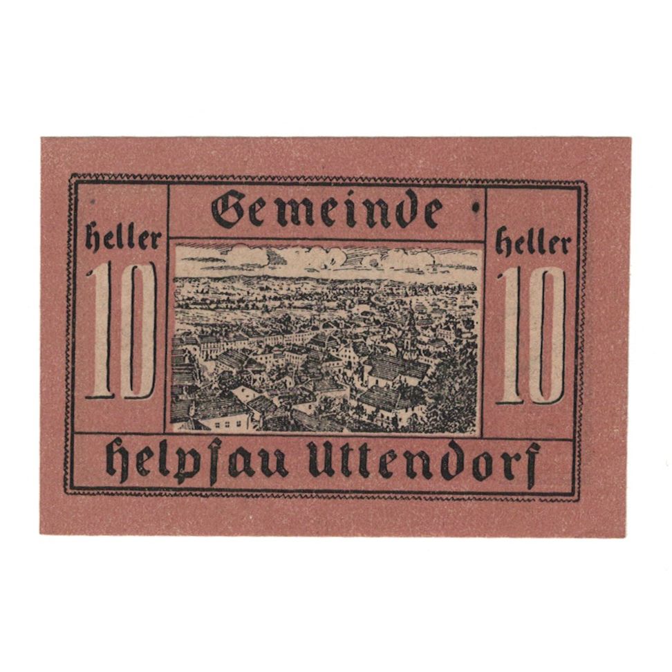 Banconote, Austria, Helpfau - Uttendorf O.Ö. Gemeinde, 10 Heller, paysage 1
