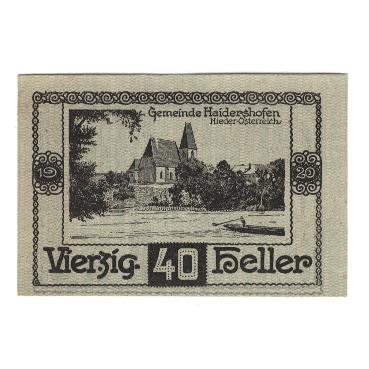 Banknote, Austria, Haidershofen N.Ö. Gemeinde, 40 Heller, paysage, 1920