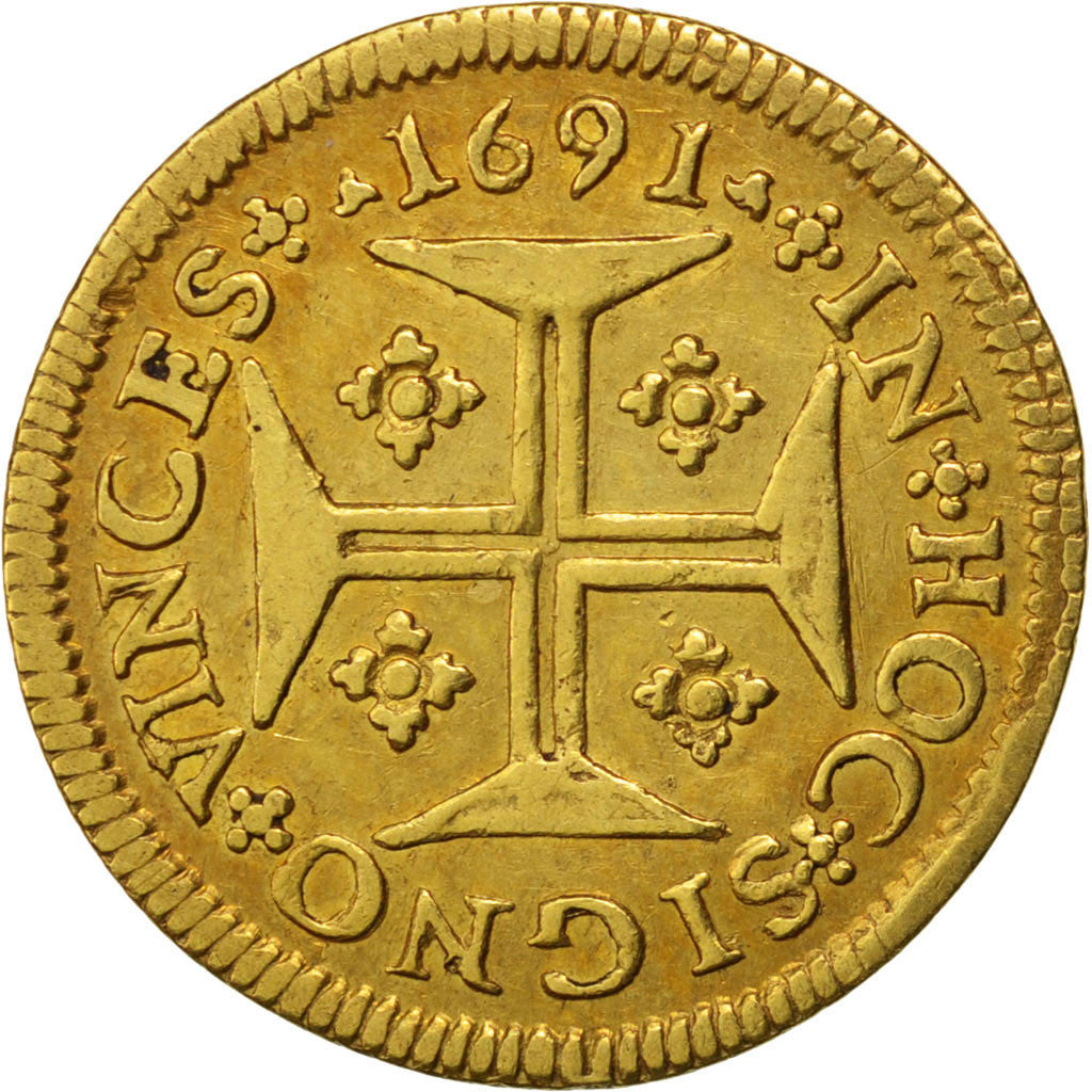 PORTUGAL, 1000 Reis, Quartinho, 1200 Reis, 1691, Lisbon, KM #155, AU(50-53),...