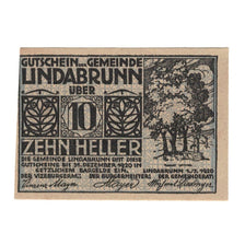 Geldschein, Österreich, Lindabrunn N.Ö. Gemeinde, 10 Heller, Texte, 1920