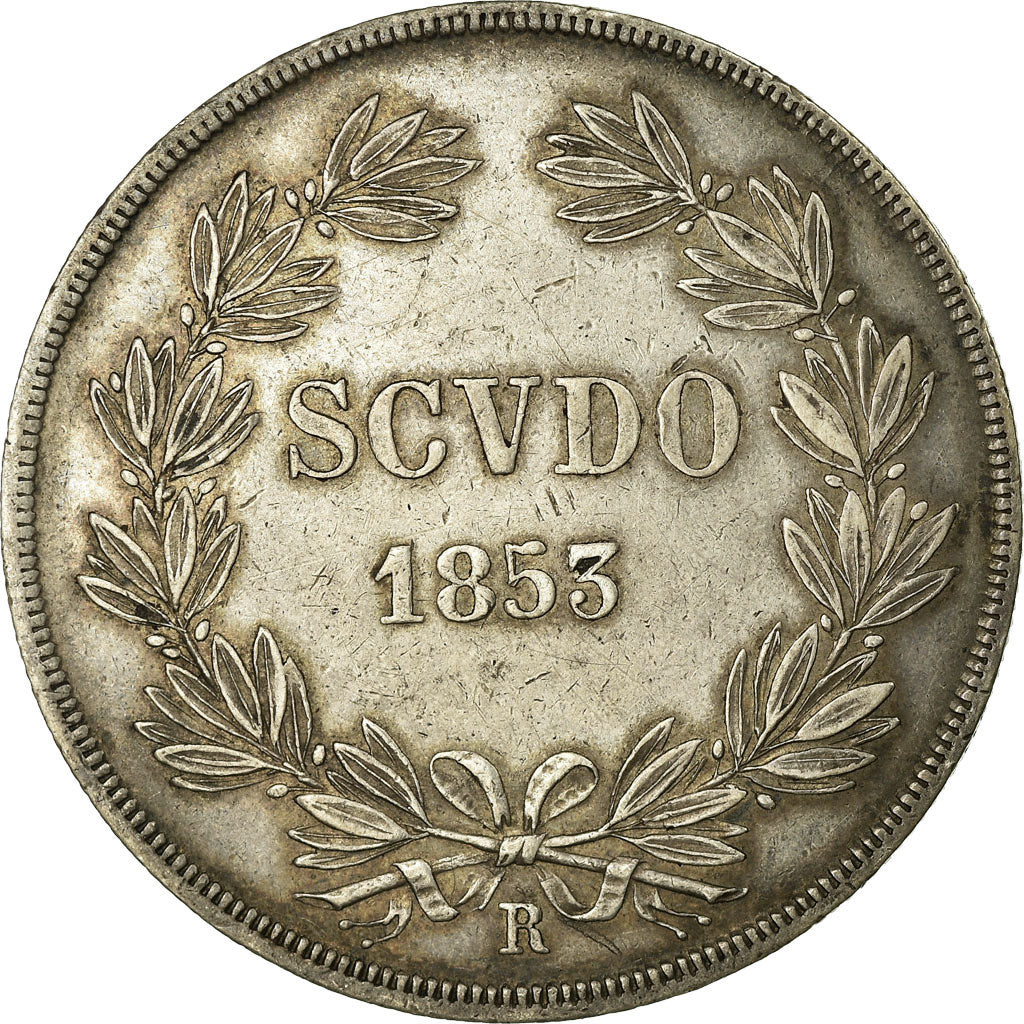 Moneta, DEPARTAMENTY WŁOSKIE, PAPAL STATES, Pius IX, Scudo, 1853, Roma