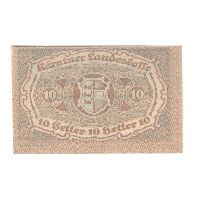 Banknote, Austria, Kärntner Landeskasse Kärnten Land, 10 Heller, Blason 1