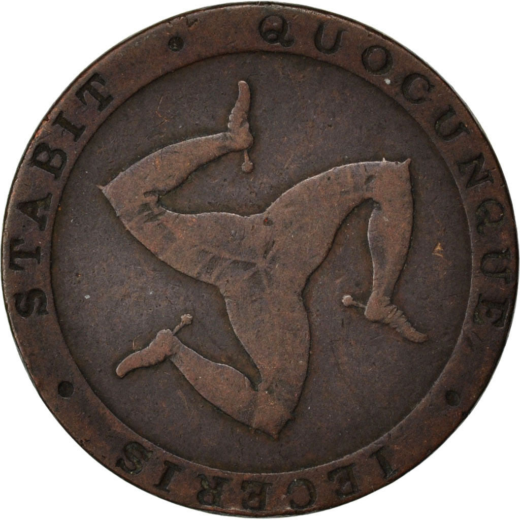 Monnaie, Isle of Man, 1/2 Penny, 1831, TB+, Cuivre, KM:Tn21.1