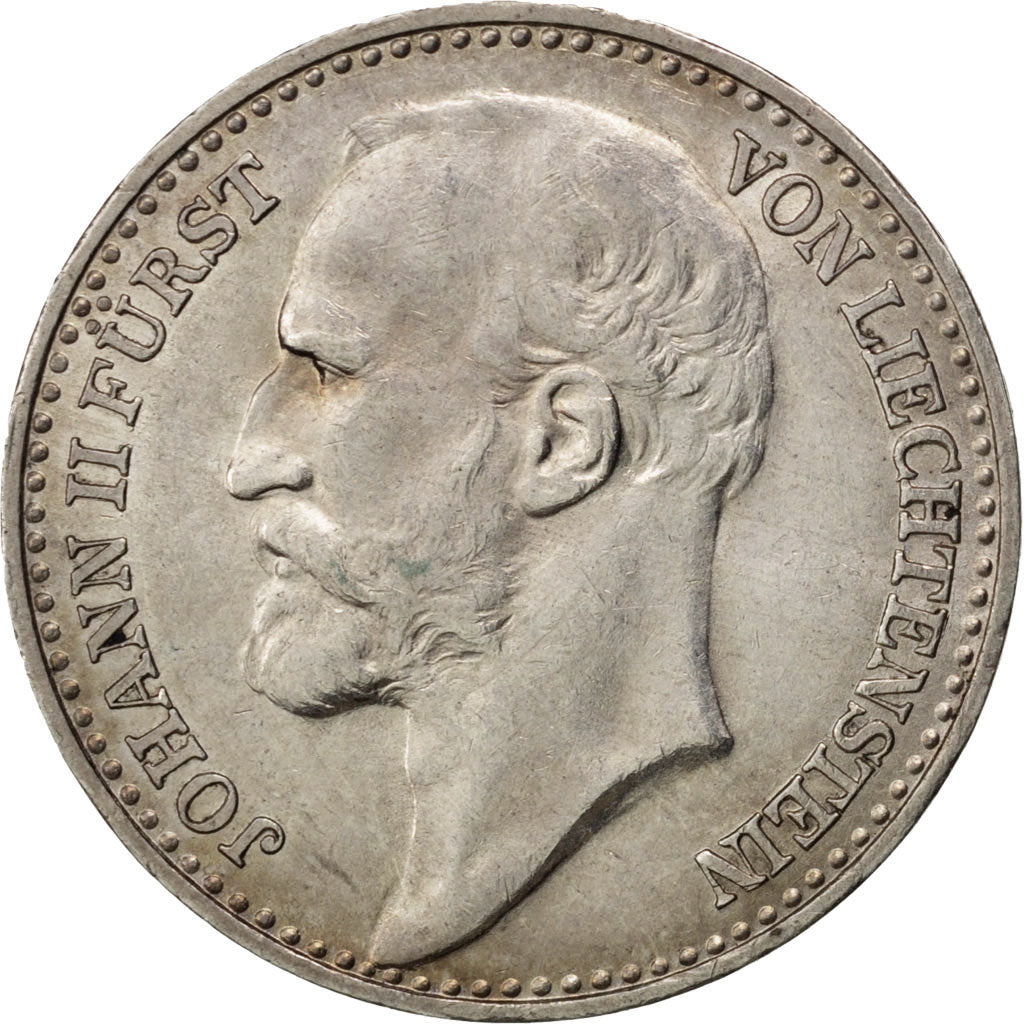 LIECHTENSTEIN, Krone, 1904, KM #2, AU(55-58), Silver, 23, 5.03