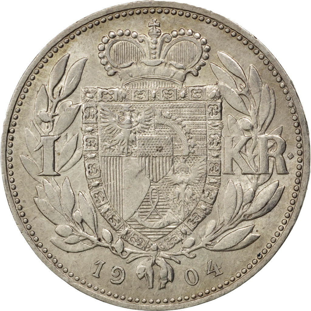 LIECHTENSTEIN, Krone, 1904, KM #2, AU(55-58), Silver, 23, 5.03