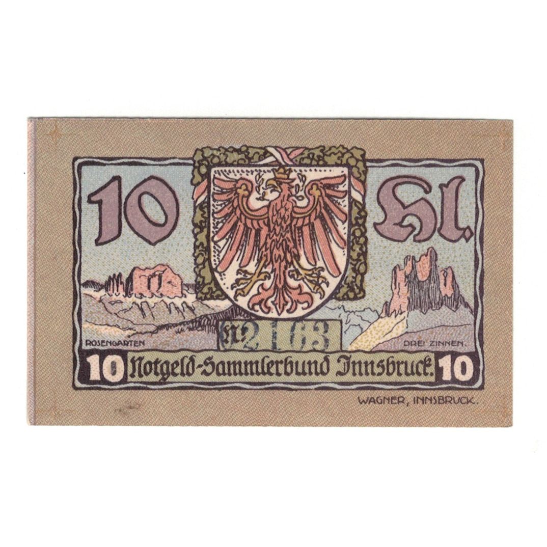 Biljet, Oostenrijk, Innsbruck Tirol Prv. Notgeld Sammlerbund Innsbruck, 10