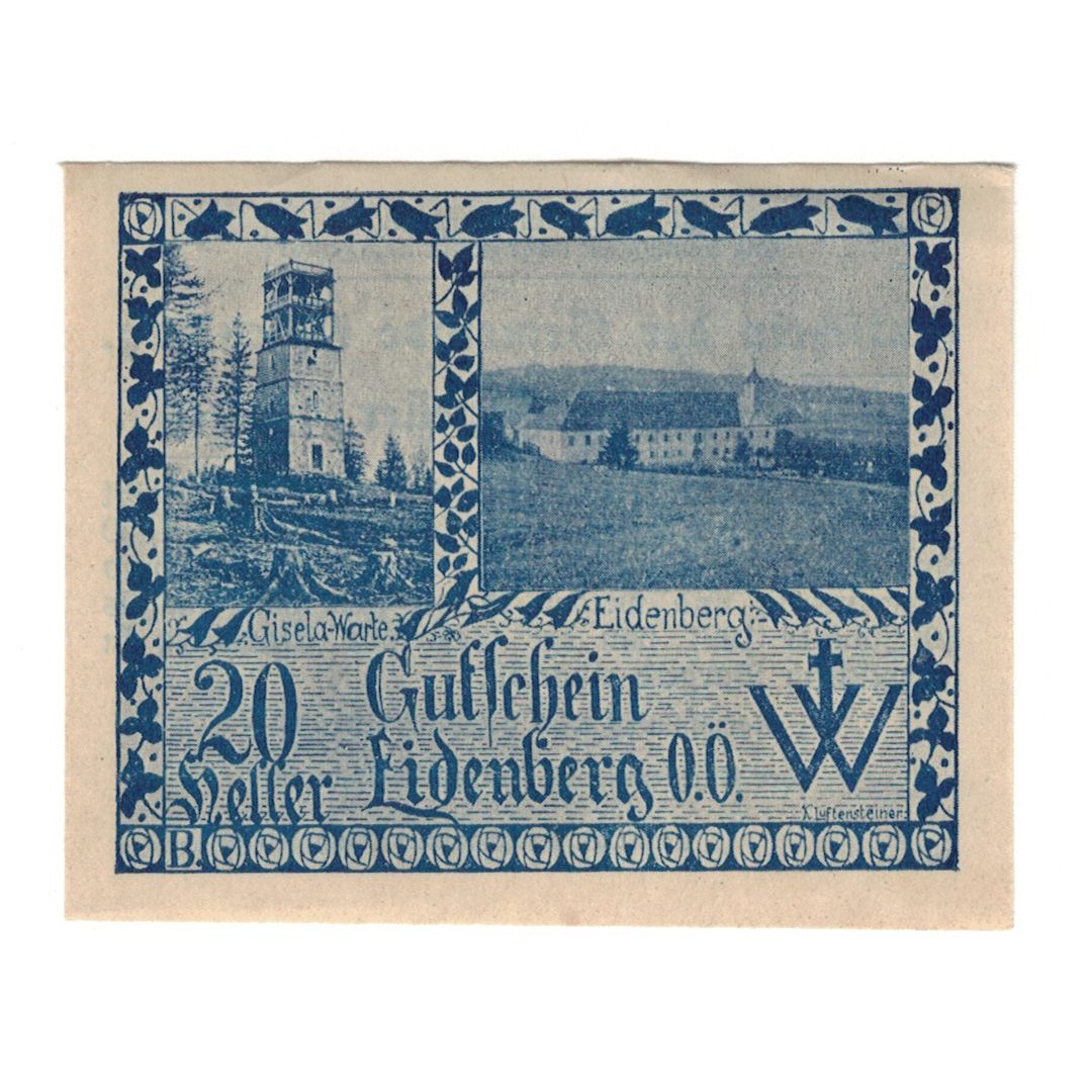 Banknote, Austria, Eidenberg O.Ö. Gemeinde, 20 Heller, Texte, 1921, 1921-01-31