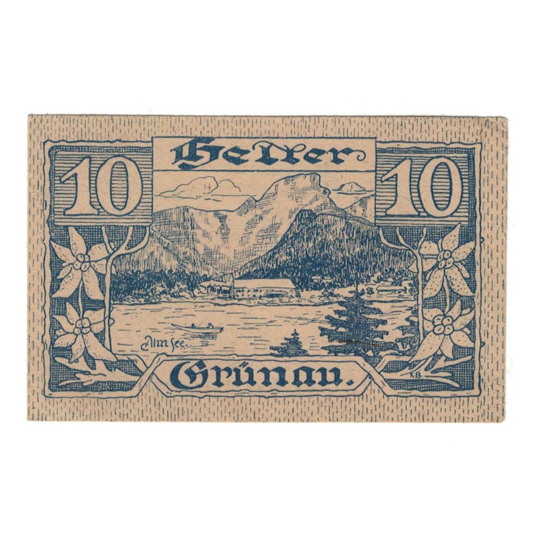 Banknote, Austria, Grünau O.Ö. Gemeinde, 10 Heller, Texte, 1920, 1920-11-30