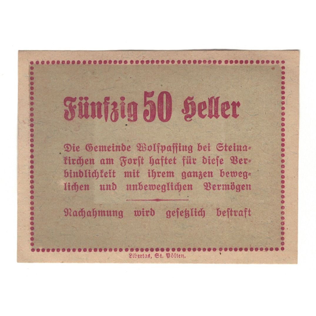 Banconote, Austria, Wolfpassing bei Steinakirchen am Forst N.Ö. Gemeinde, 50