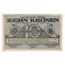 Banknote, Austria, Landkreis Tetschen-Bodenbach, 10 Kronen, Texte, 1919