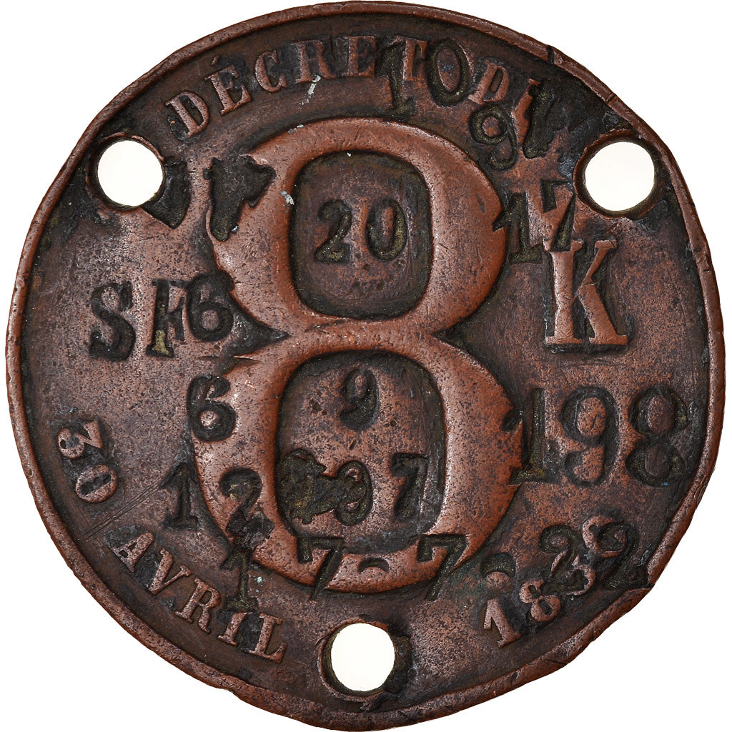 Francja, Medal, Plaque Fiscale, Appareils à Vapeur, 1830, EF(40-45), Bronze