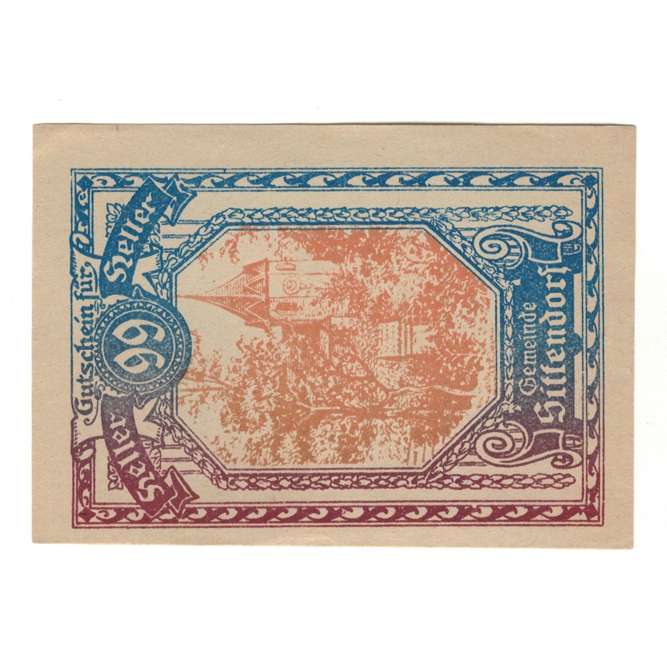 Banknote, Austria, Sittendorf N.Ö. Gemeinde, 99 Heller, Texte, AU(55-58)