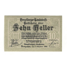 Banknote, Austria, Vorarlberger Landeskasse Vorarlberg Land, 10 Heller, valeur