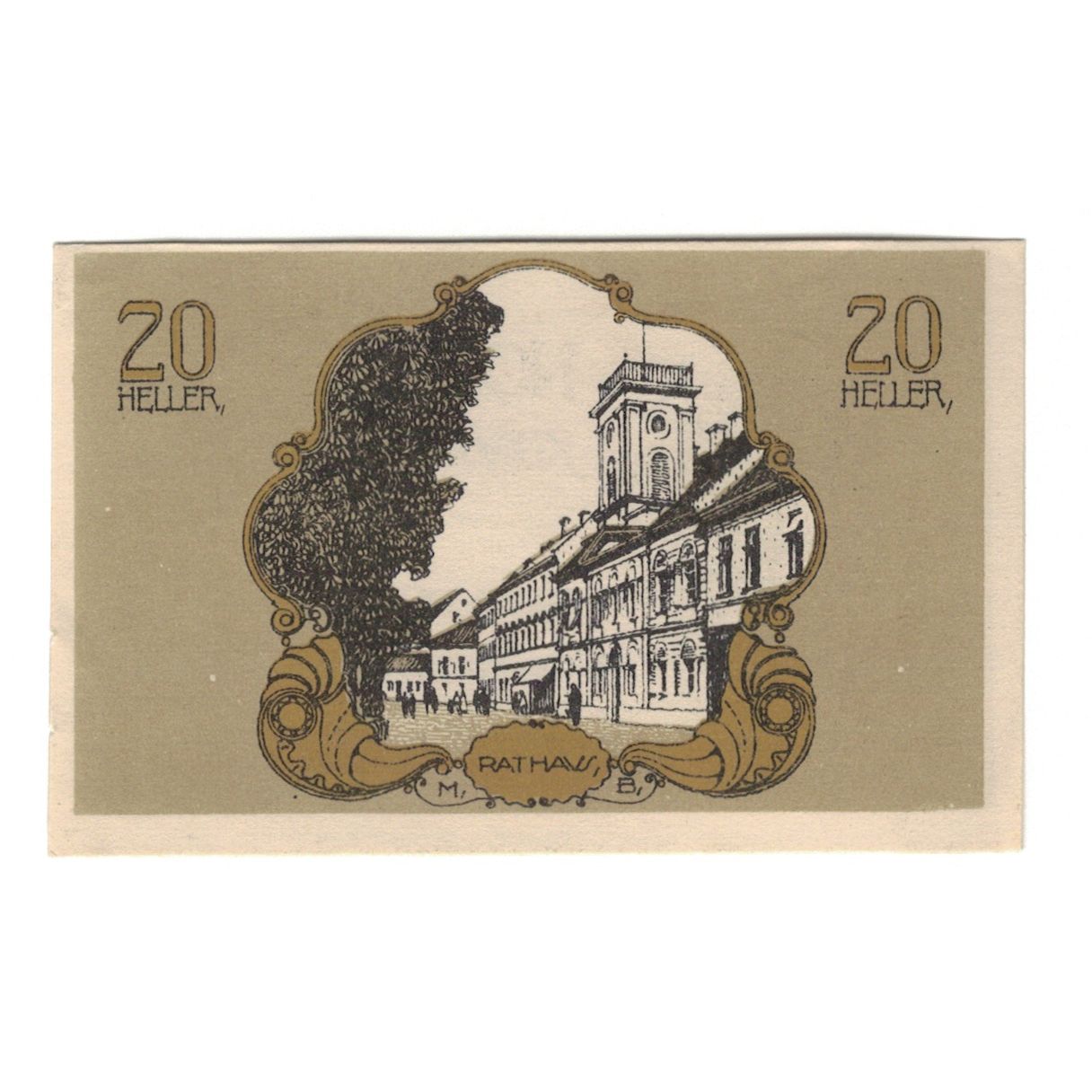 Billet, Autriche, Bad Hall O.Ö. Gemeinde, 20 Heller, rue, 1920, 1920-12-31