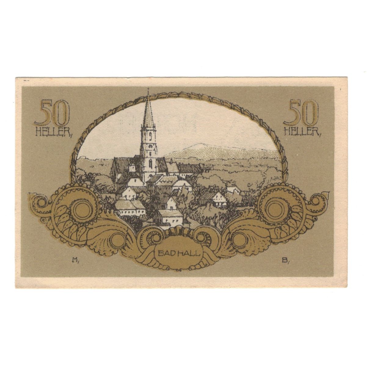 Banknote, Austria, Bad Hall O.Ö. Gemeinde, 50 Heller, village 1, 1920