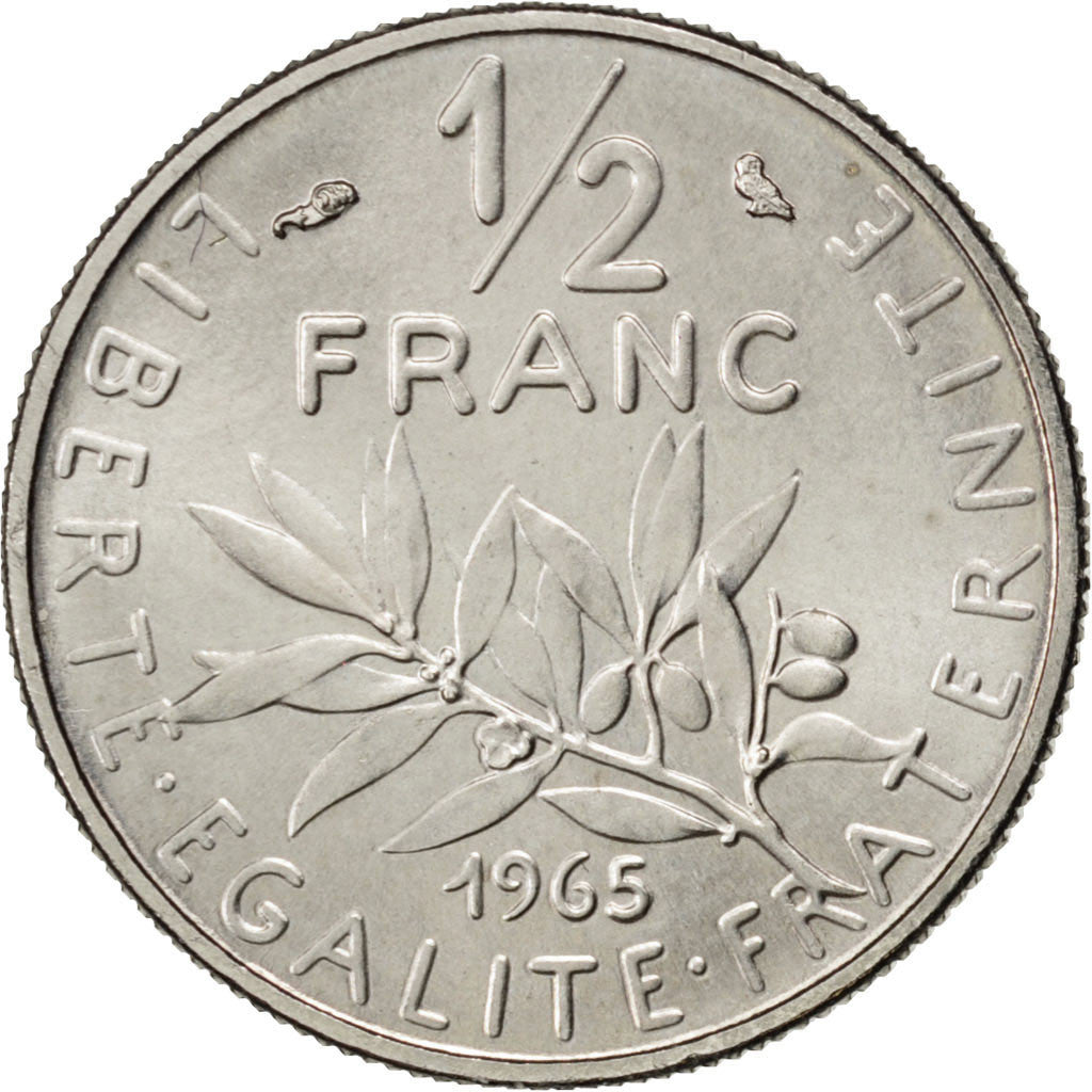 FRANCE, 1/2 Franc, 1965, KM #E112, MS(63), Nickel, Gadoury #429, 4.50