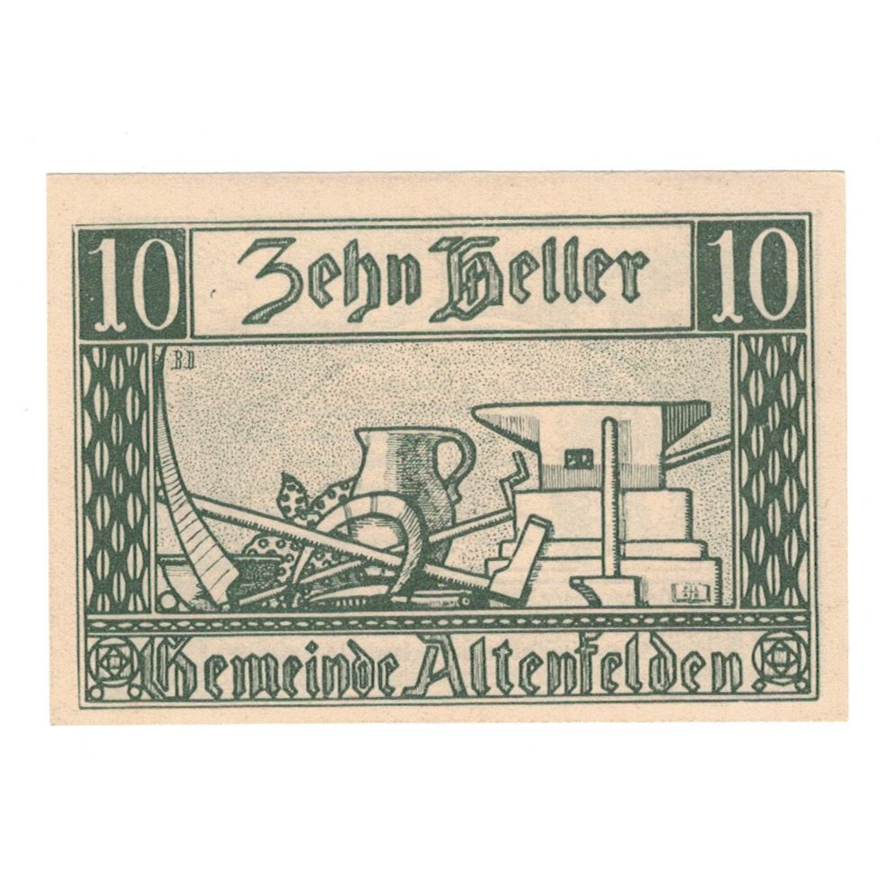 Banknote, Austria, Altenfelden O.Ö. Gemeinde, 10 Heller, paysage, 1920