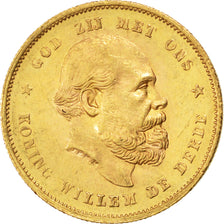 NETHERLANDS, 10 Gulden, 1877, KM #106, AU(55-58), Gold, 22.5, 6.76