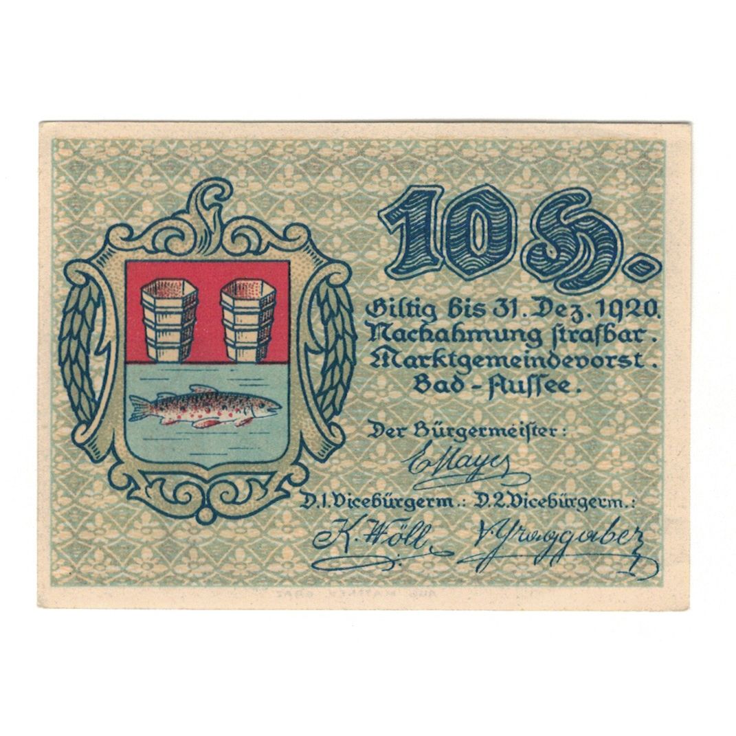 Banknote, Austria, Bad Aussee Stm. Marktgemeinde, 10 Heller, Poisson 1, 1920