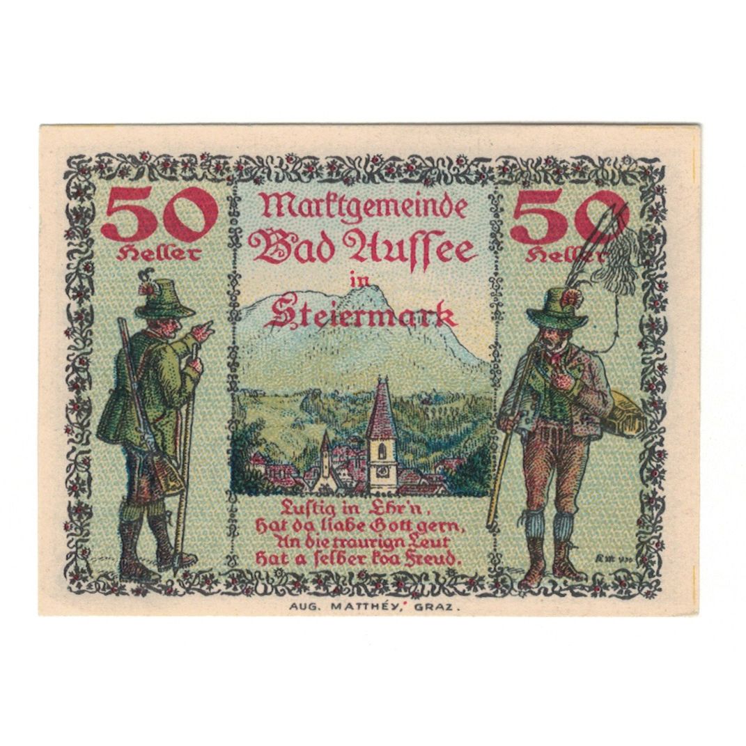 Geldschein, Österreich, Bad Aussee Stm. Marktgemeinde, 50 Heller, poisson