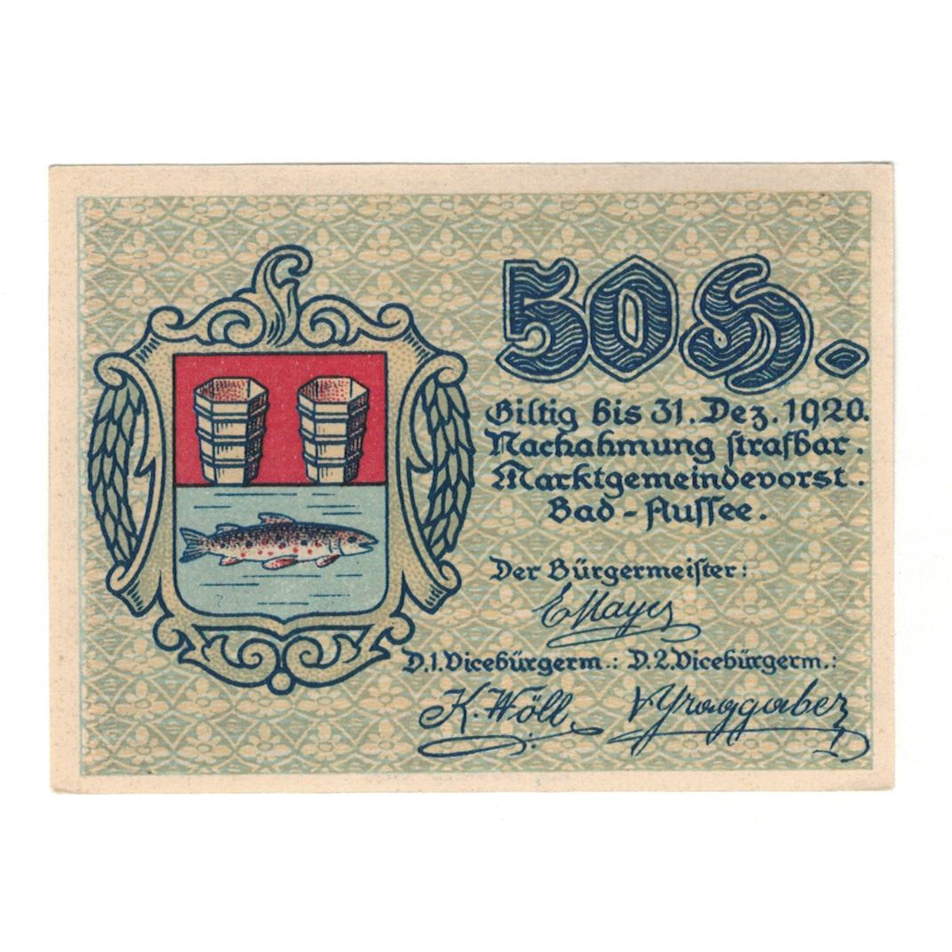 Geldschein, Österreich, Bad Aussee Stm. Marktgemeinde, 50 Heller, poisson
