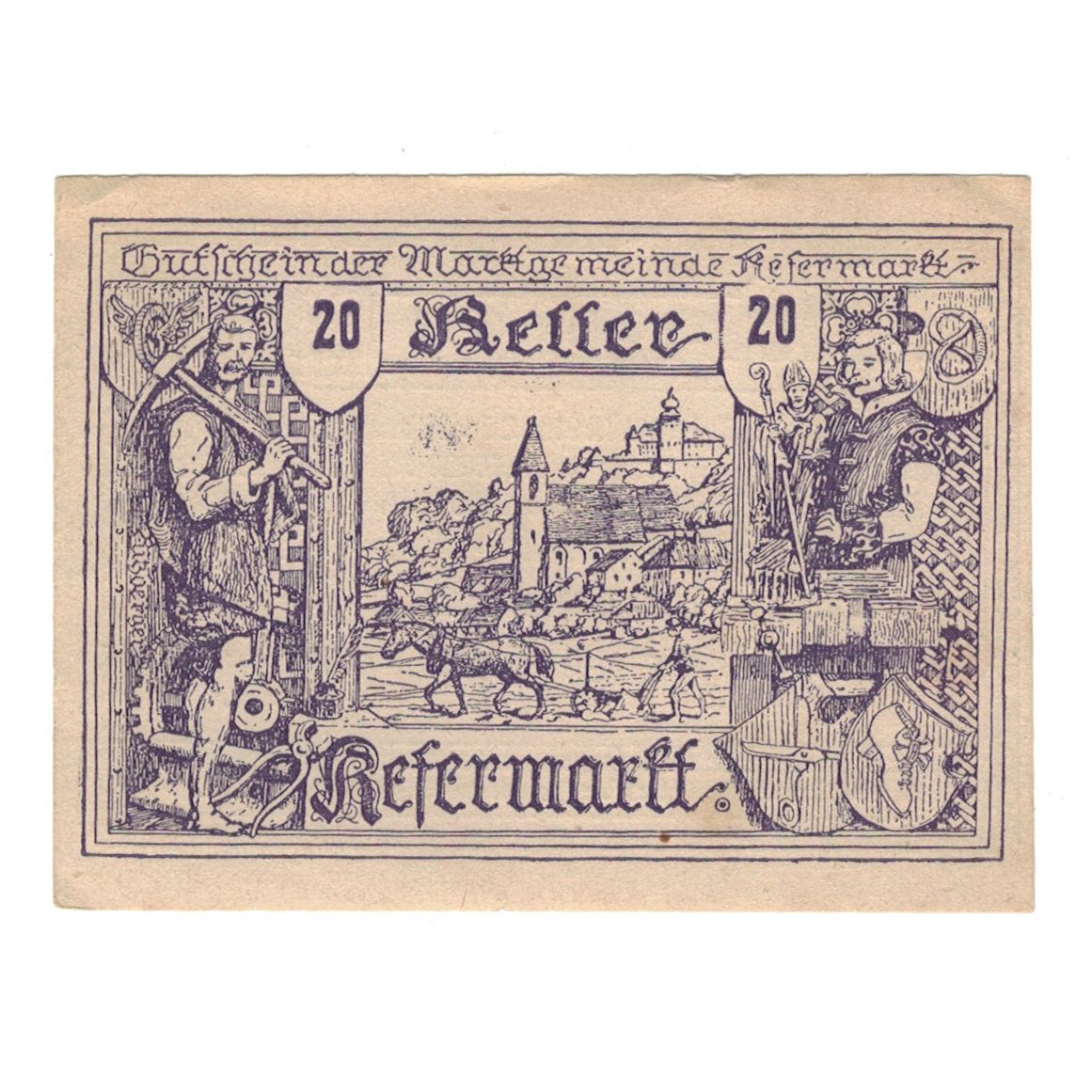 Banknote, Austria, Kefermarkt O.Ö. Gemeinde, 20 Heller, Texte, 1920